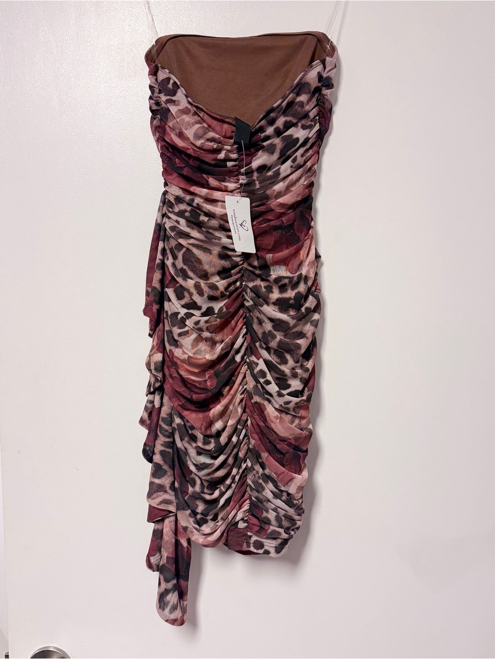 Windsor Wild Romance Strapless Leopard Floral Animal Print Mesh Mini Dress XS - Picture 7 of 10